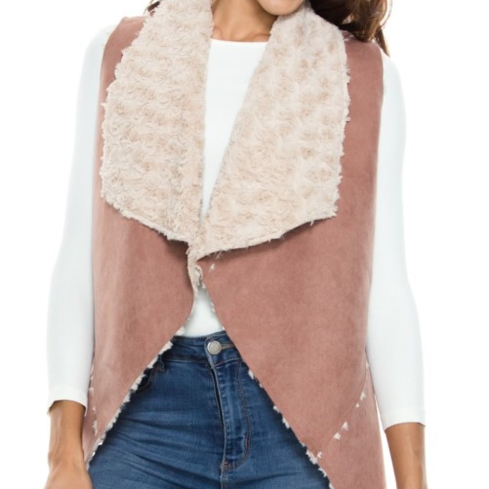 Suede Vest with Faux Fur Collar & Interior (NWT)